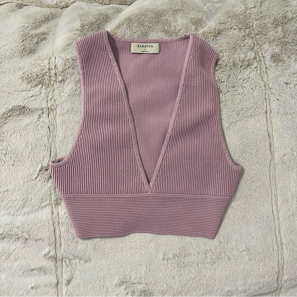 Babaton Lilac Ribbed Tank Top
